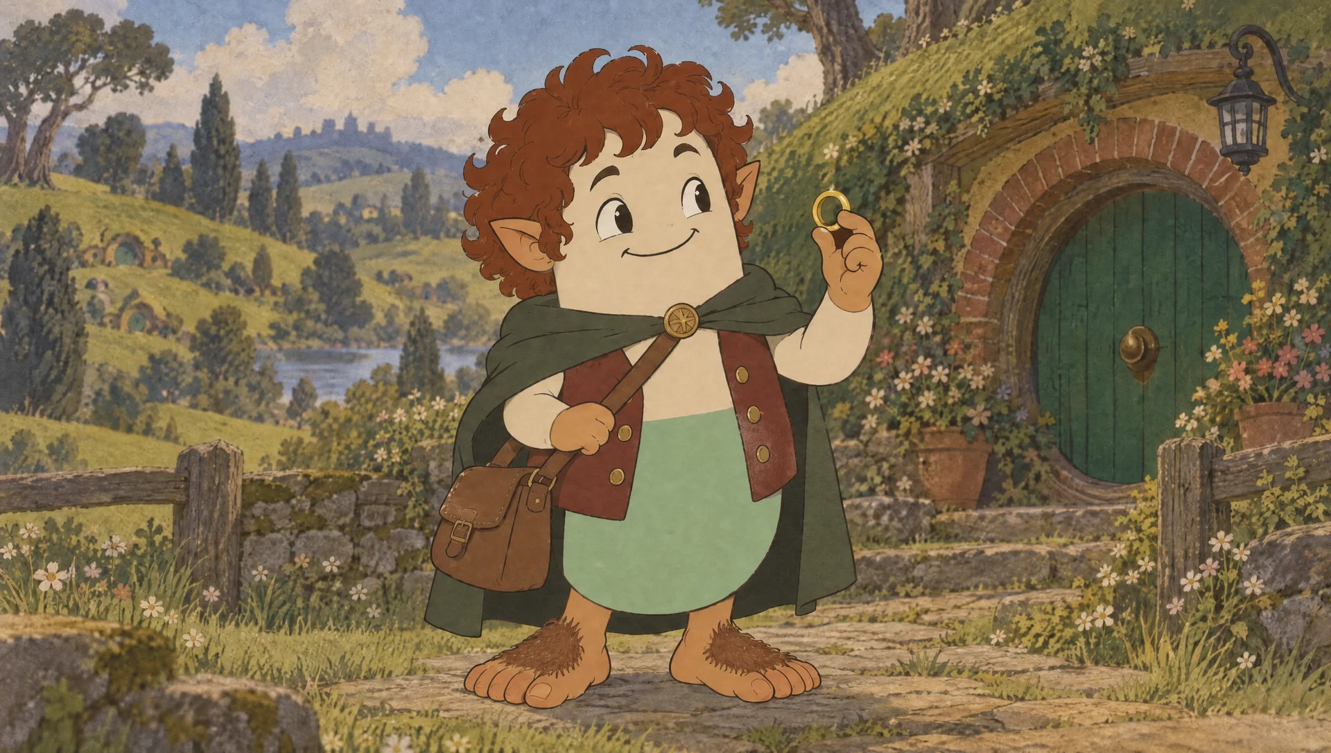 Pilbo Baggins admiring the tiny golden ring he found.